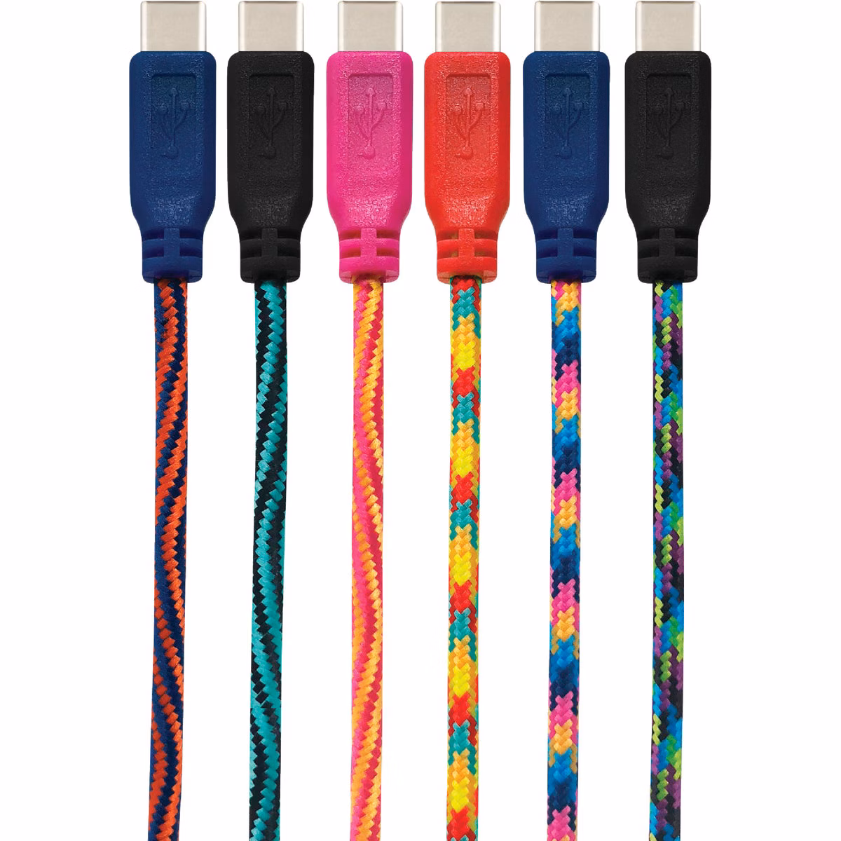 GetPower 10 Ft. Multi-Color Braided USB-C Charging & Sync Cable