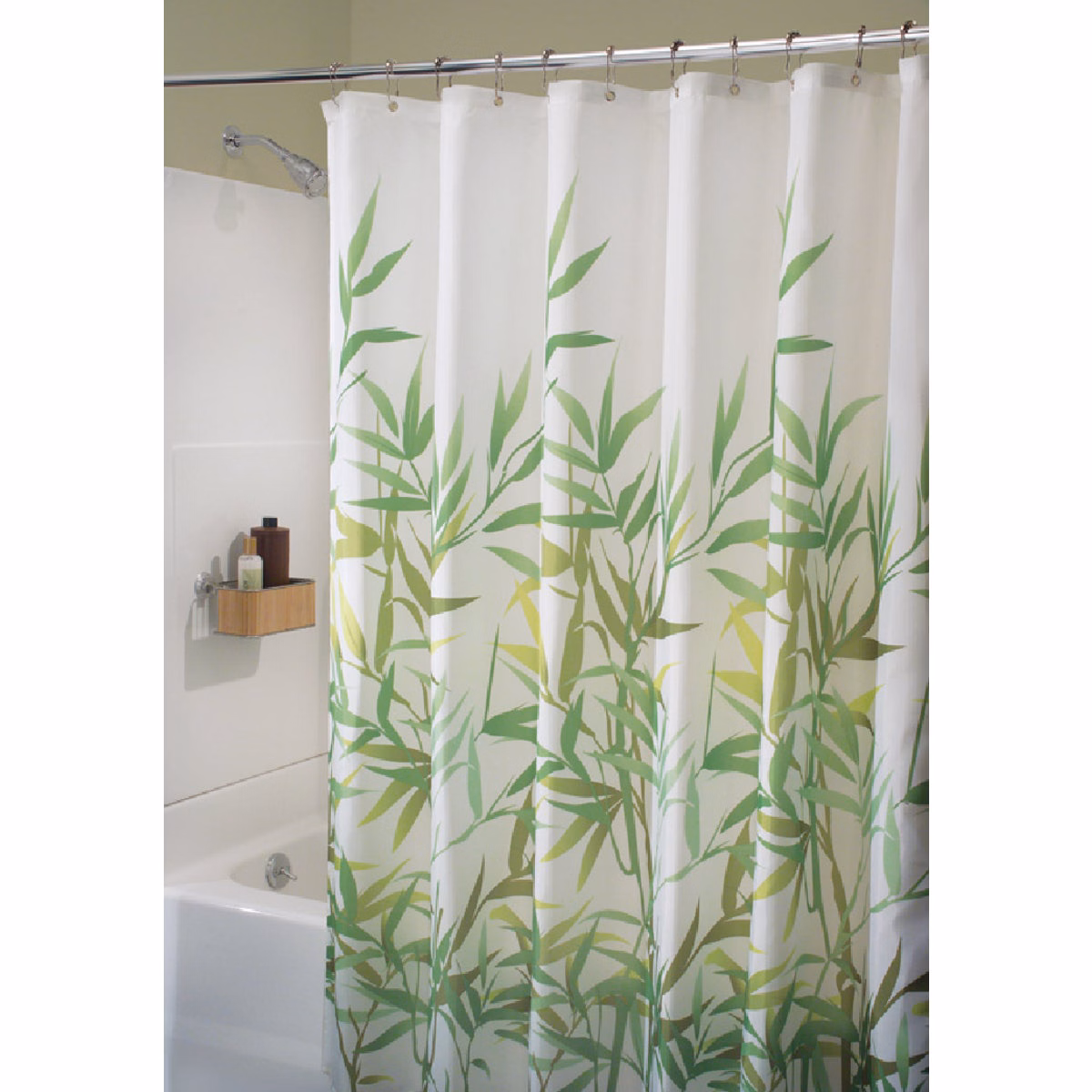 iDesign York 72 In. x 72 In. Green Vine 100% Polyester Graphic Fabric Shower Curtain