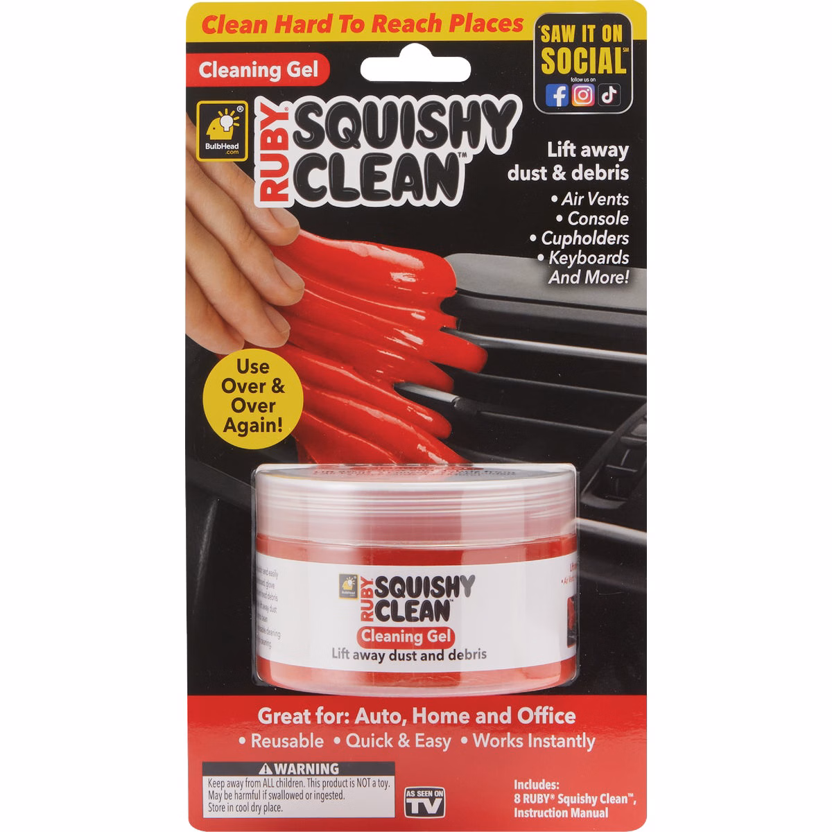 Ruby Squishy Clean Reusable Dust Cleaning Gel