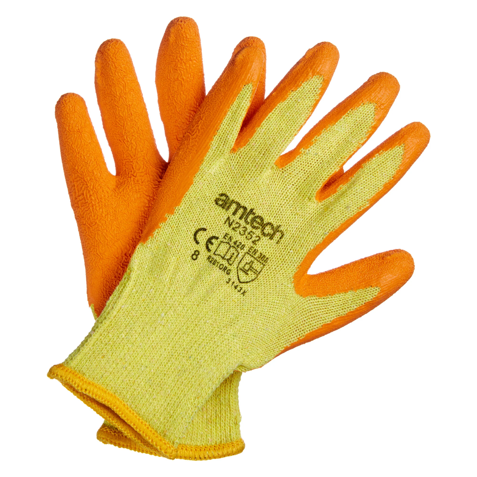 Medium (Size 8) Rubber Palm Coated Gloves