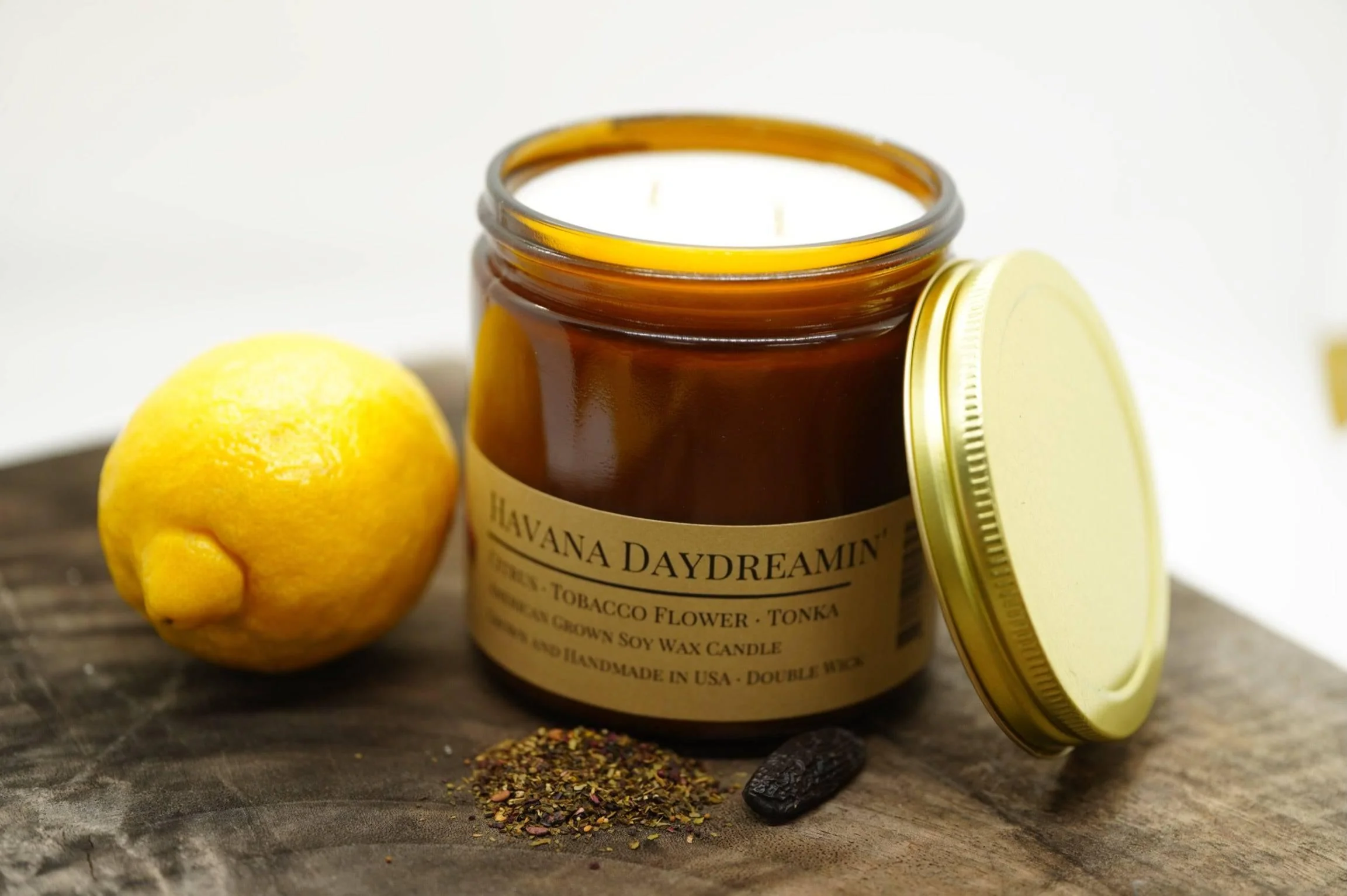 Havana Daydreamin’ Soy Wax Candle | 16 oz Double Wick Amber Apothecary Jar