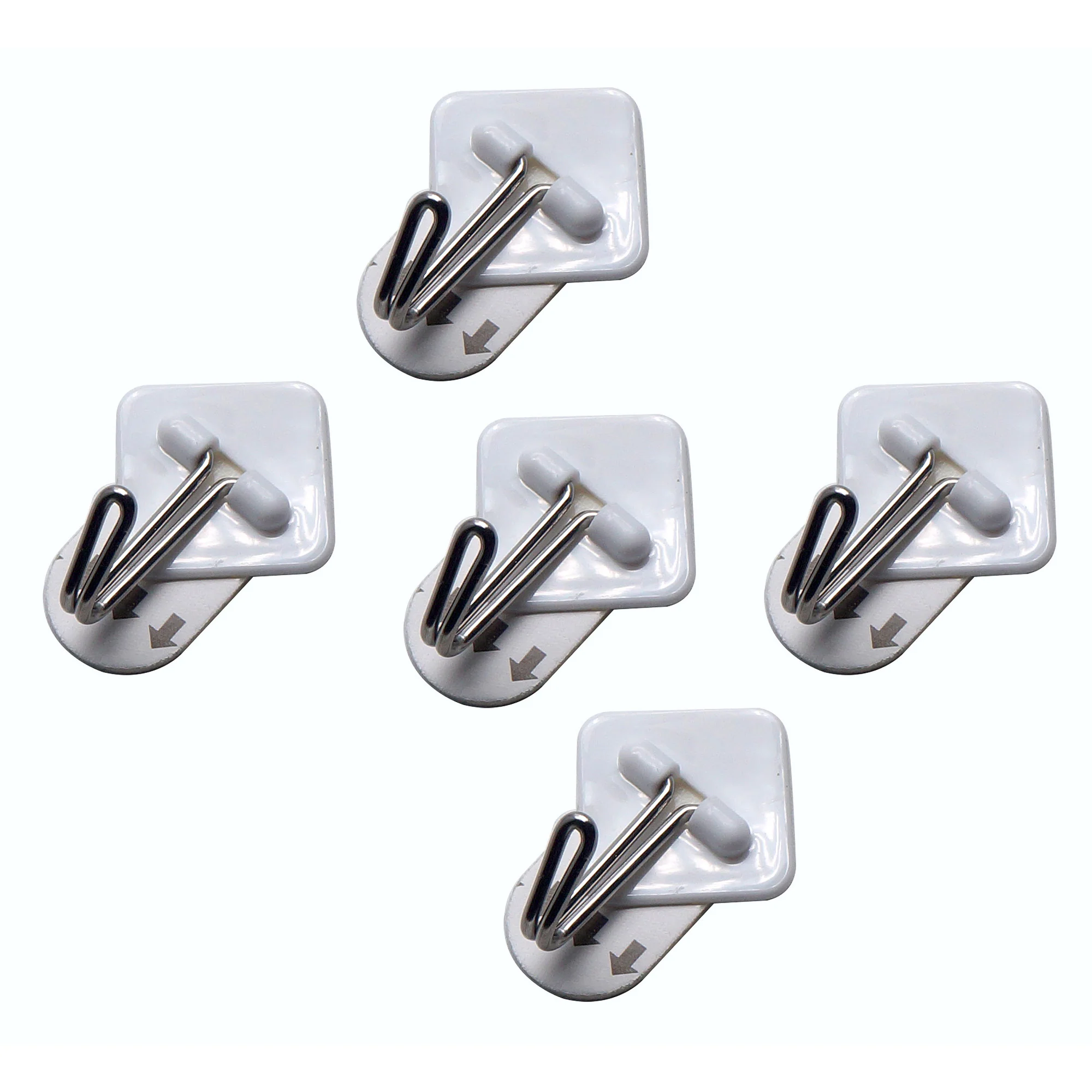 5 Piece Small, Removable Self-Adhesive Metal Hook Set (3.4 cm X 3.4 cm)