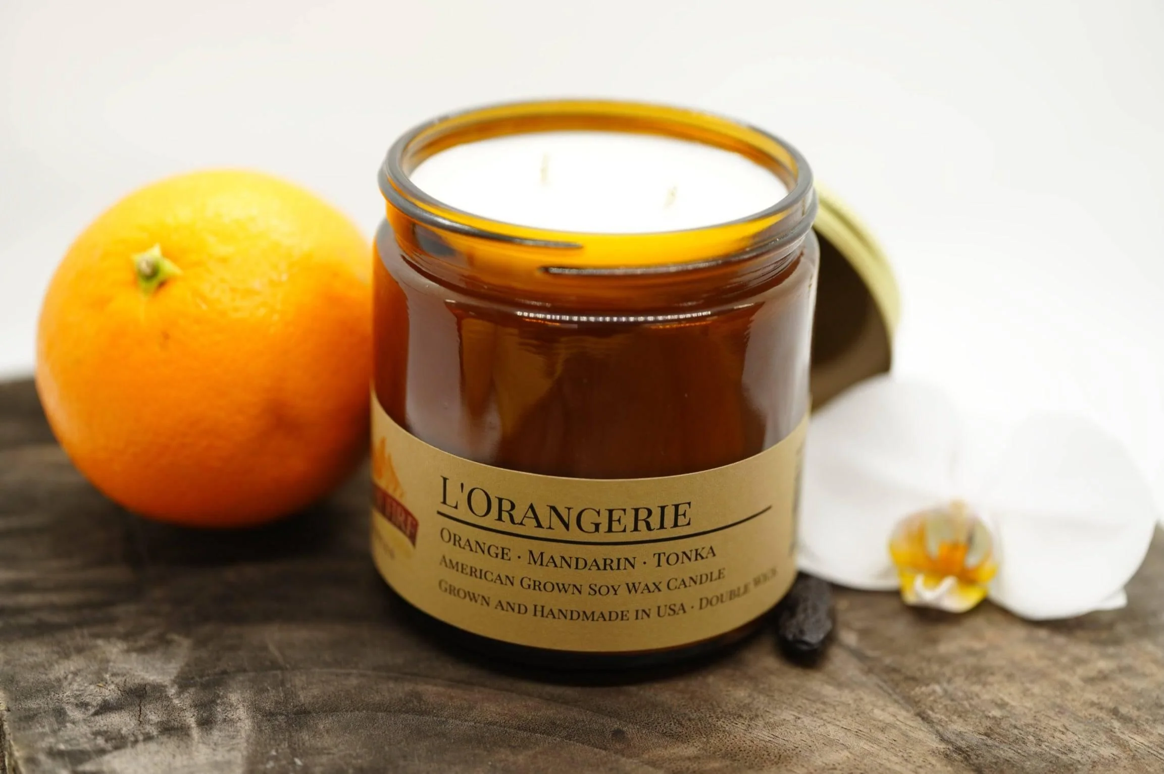 L’Orangerie Soy Wax Candle | 16 oz Double Wick Amber Apothecary Jar