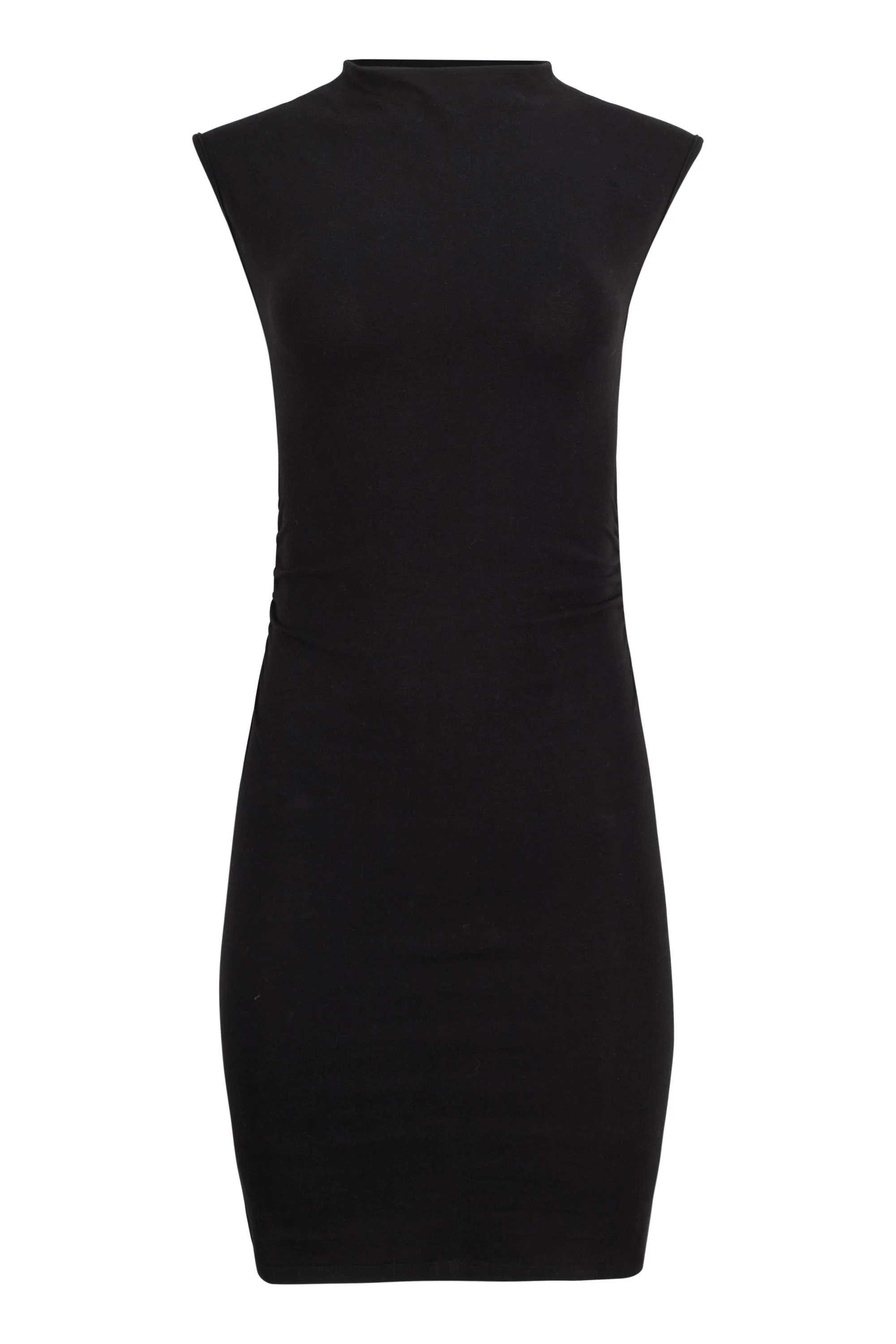 Kara Cotton Mock Neck Ruched Mini Dress
