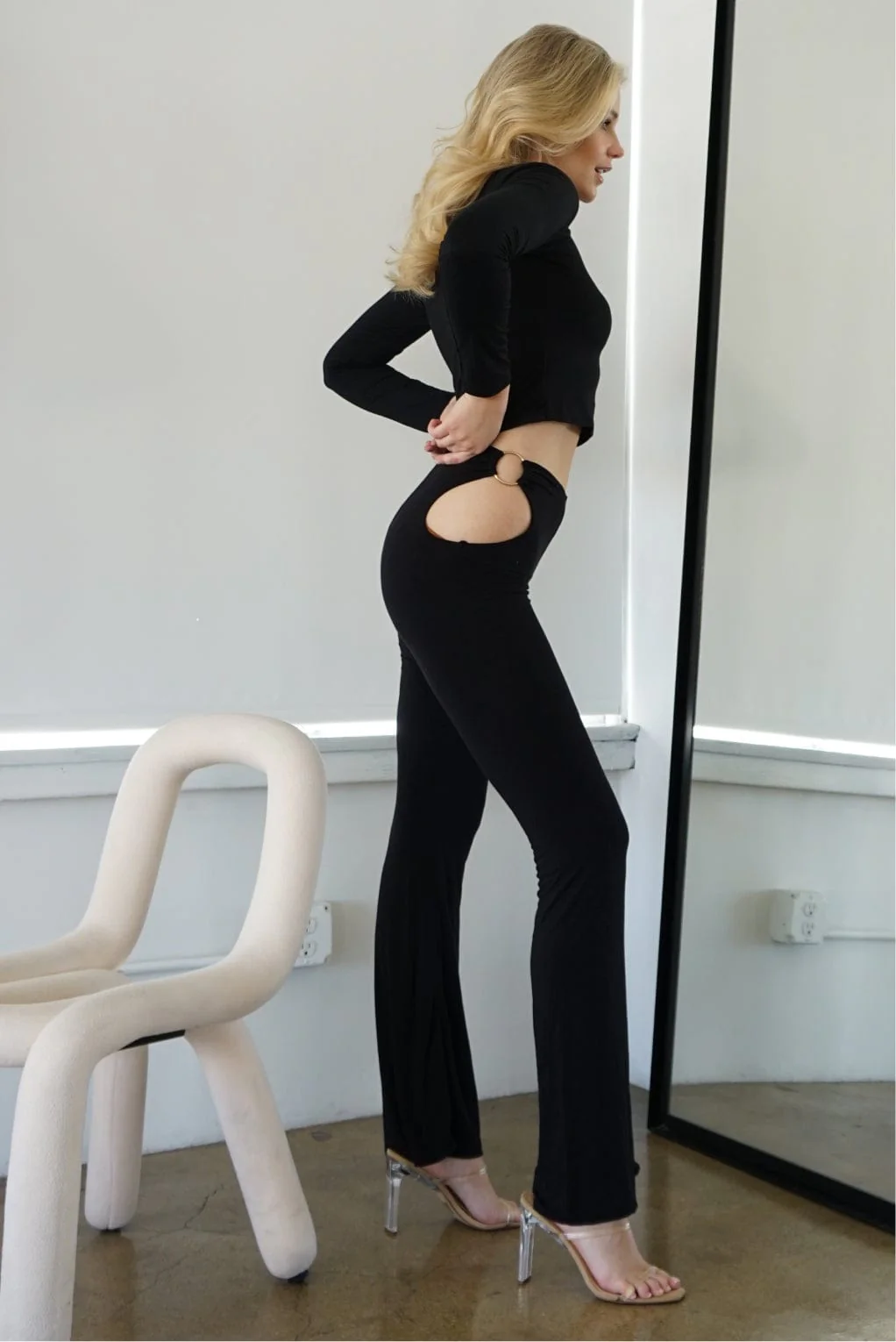 Runa Modal Side Cut-Out Pant – Black