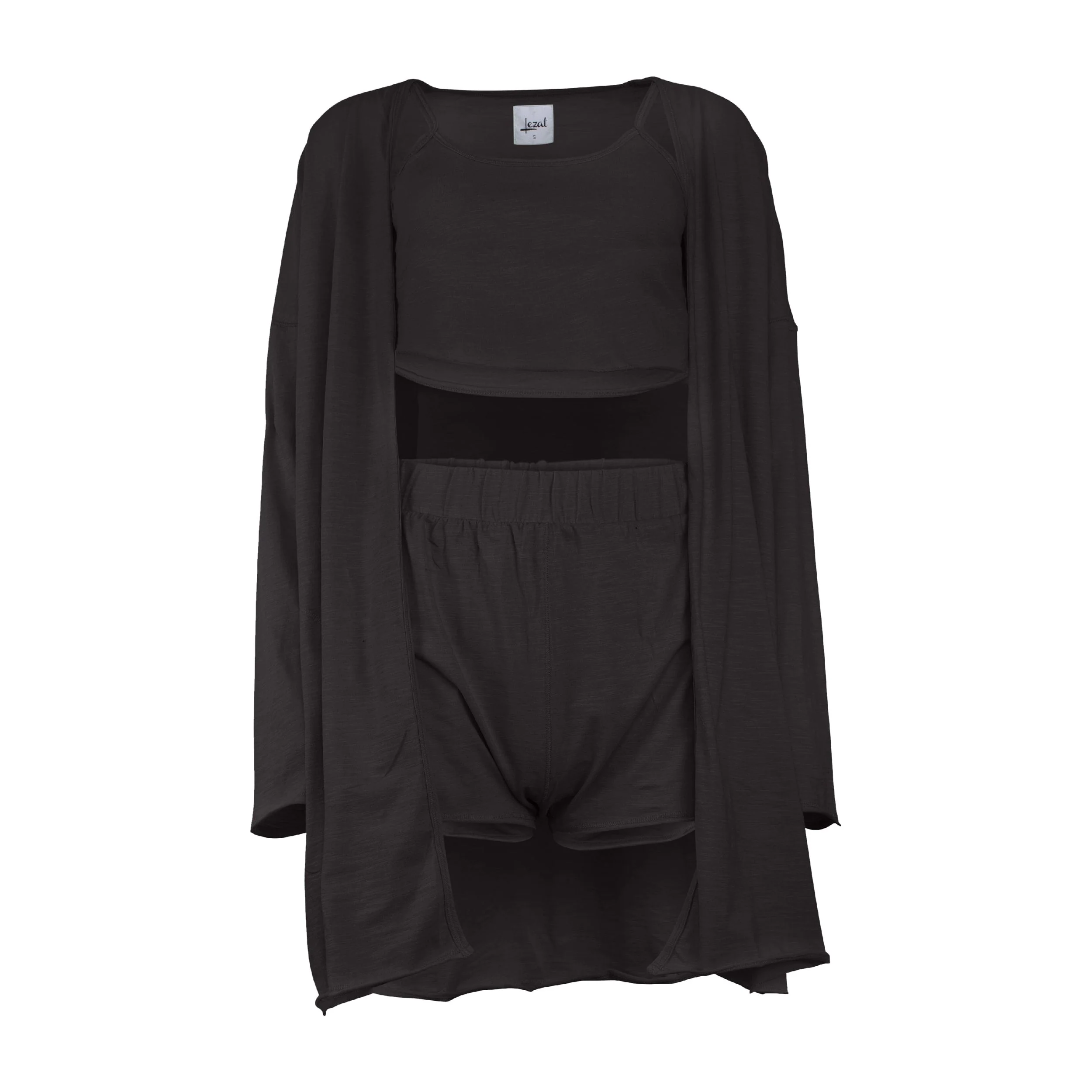Kora Cotton 3-Piece Lounge Set – Black