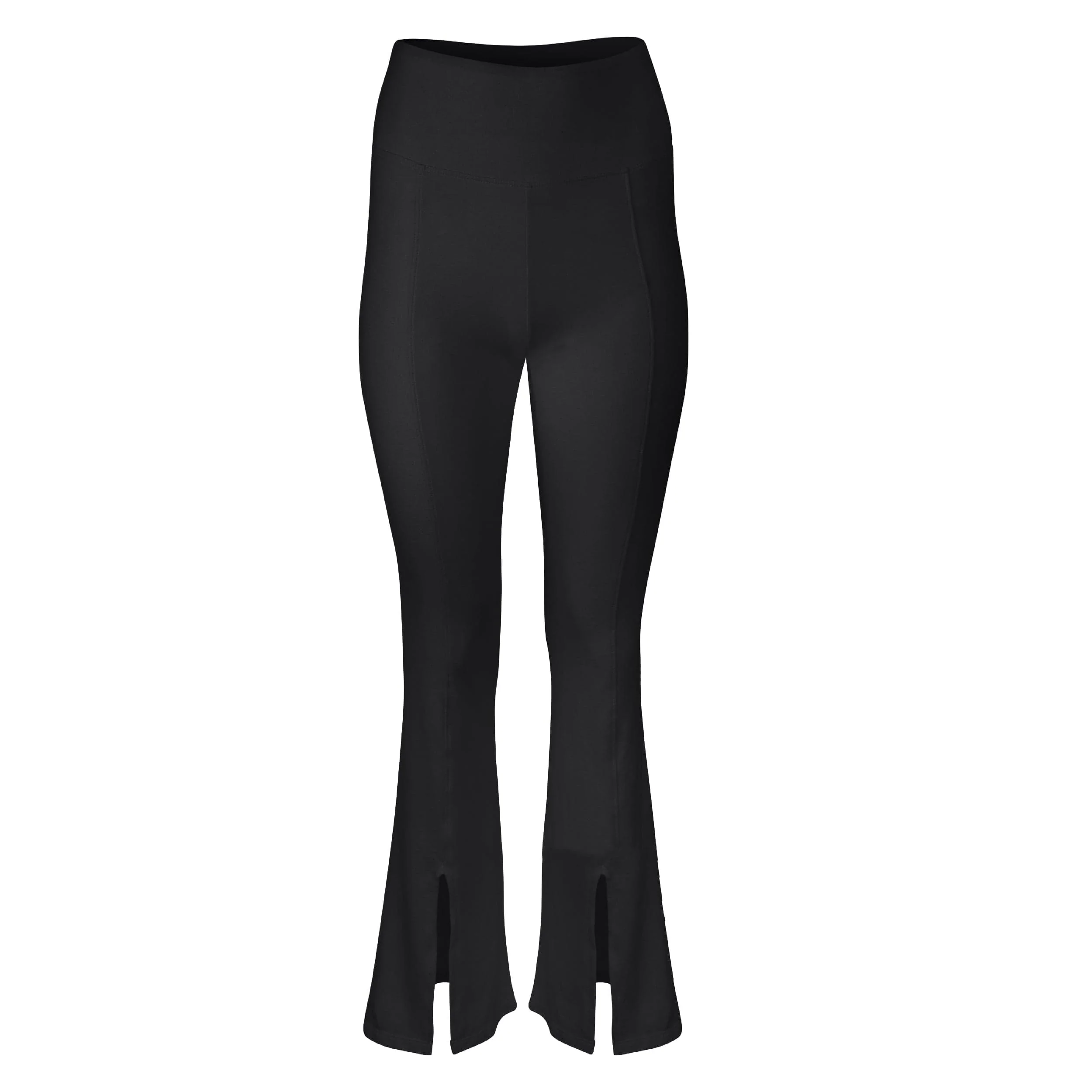 Dana Cotton Split Front Hem Pant – Black