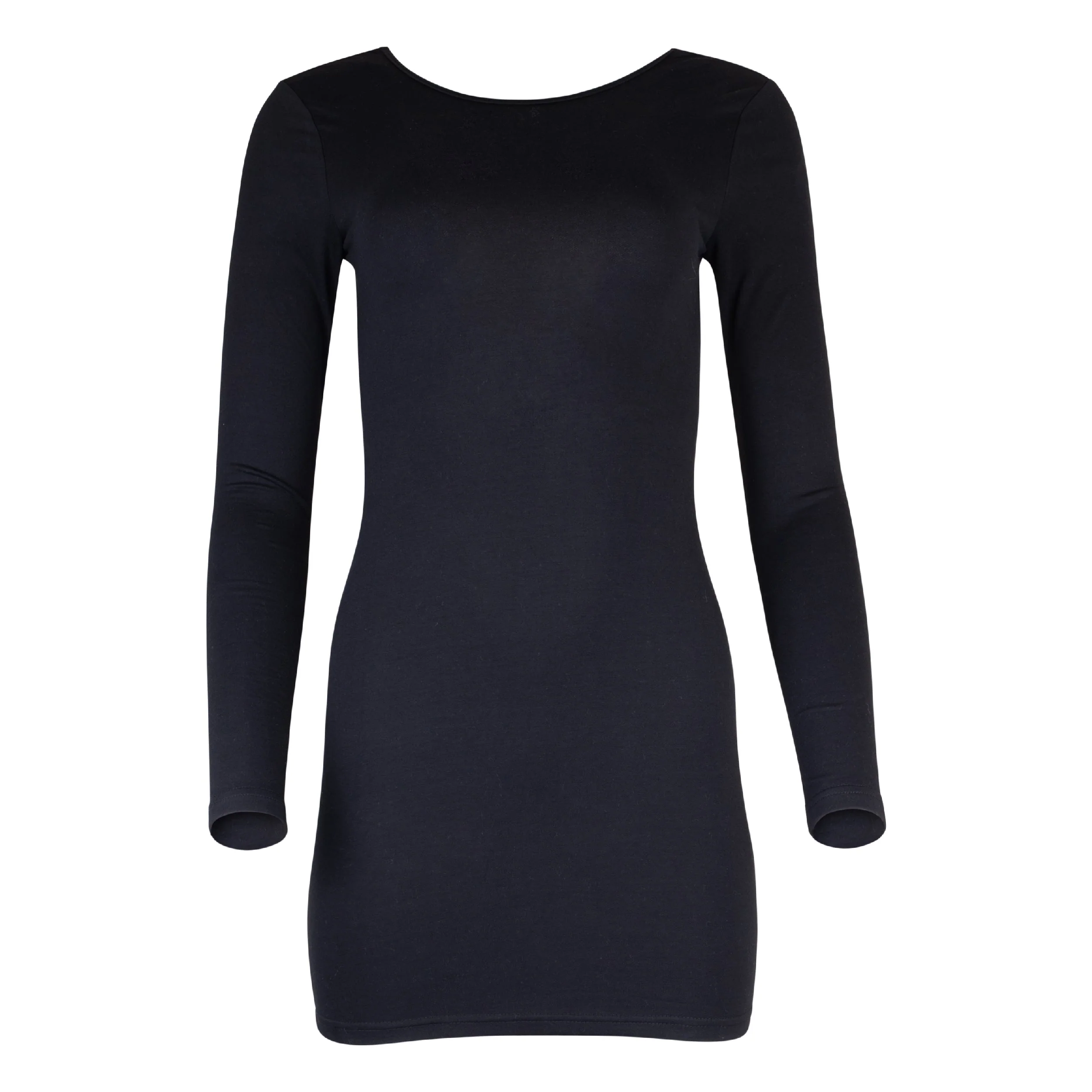 Jenna Long Sleeve Open Back Cotton Mini Dress – Black