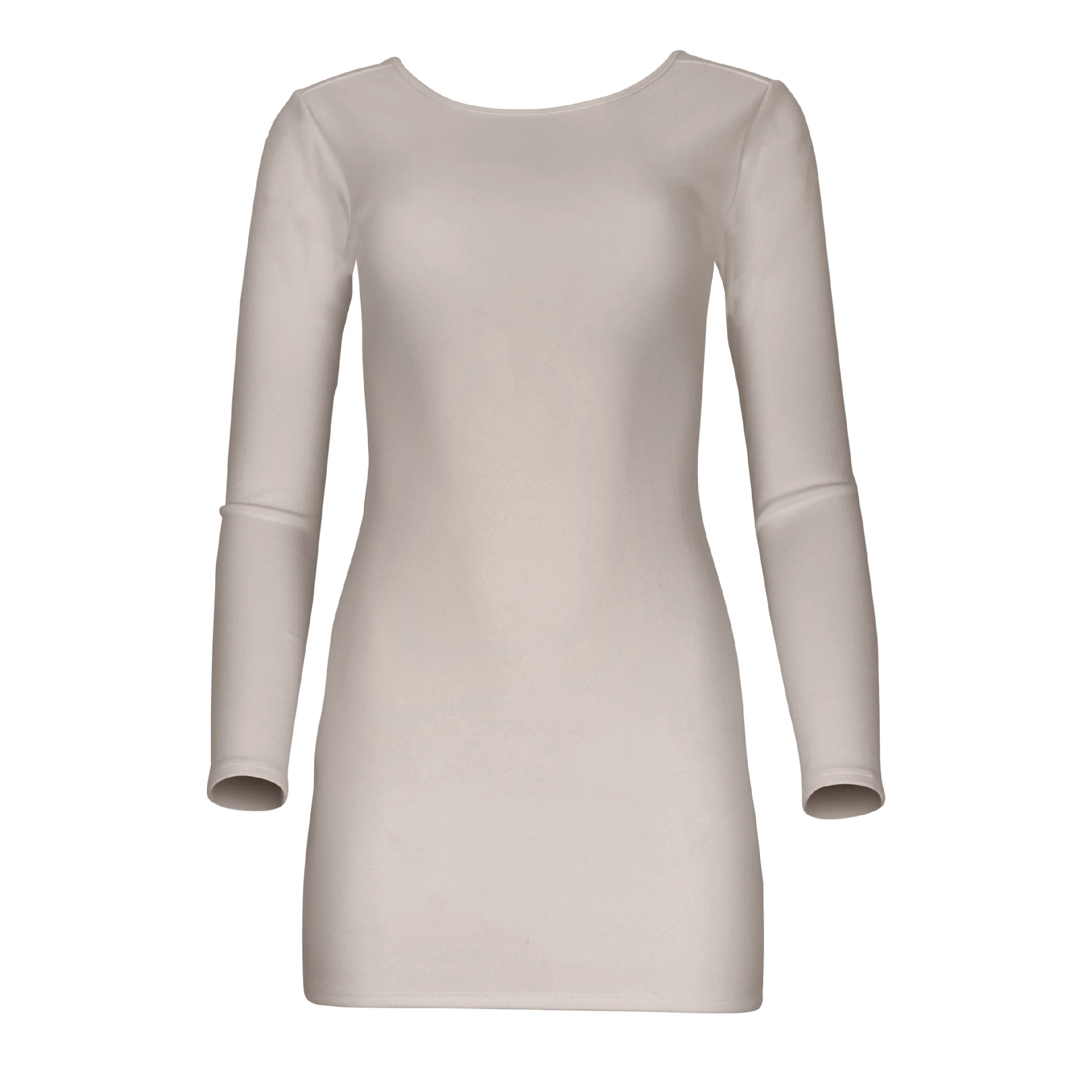 Jenna Long Sleeve Open Back Cotton Mini Dress – Latte