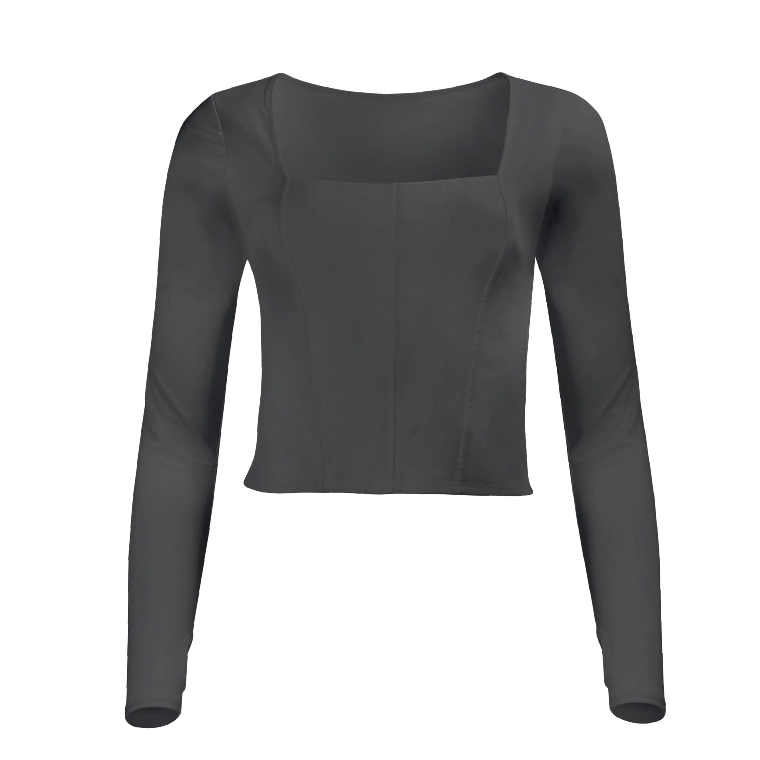 Hailey Mesh and Cotton Long Sleeve Top – Nero