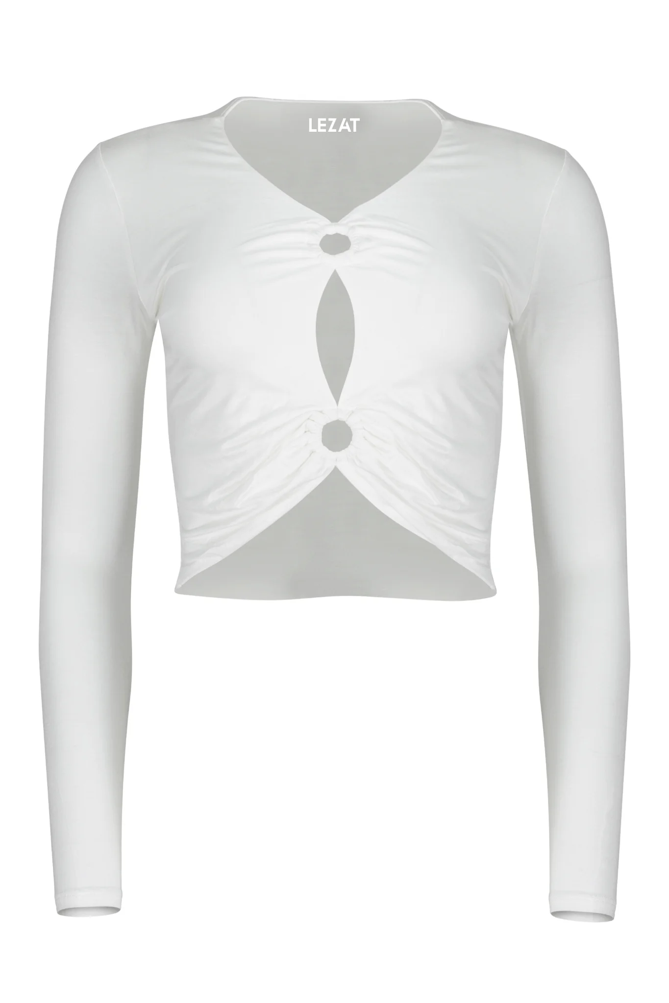 Melli Modal Cutout Long Sleeve Crop Top – White