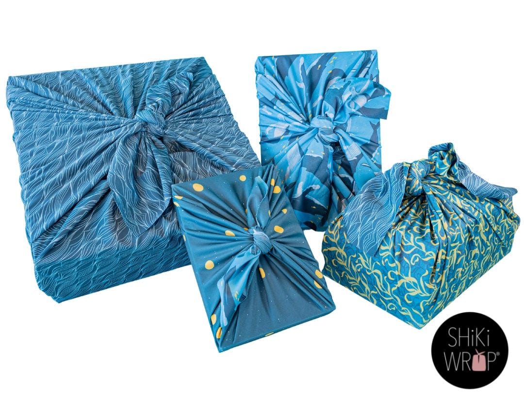 Assorted Set of 5 Reusable Cloth Furoshiki Gift Wrap | Ocean Collection