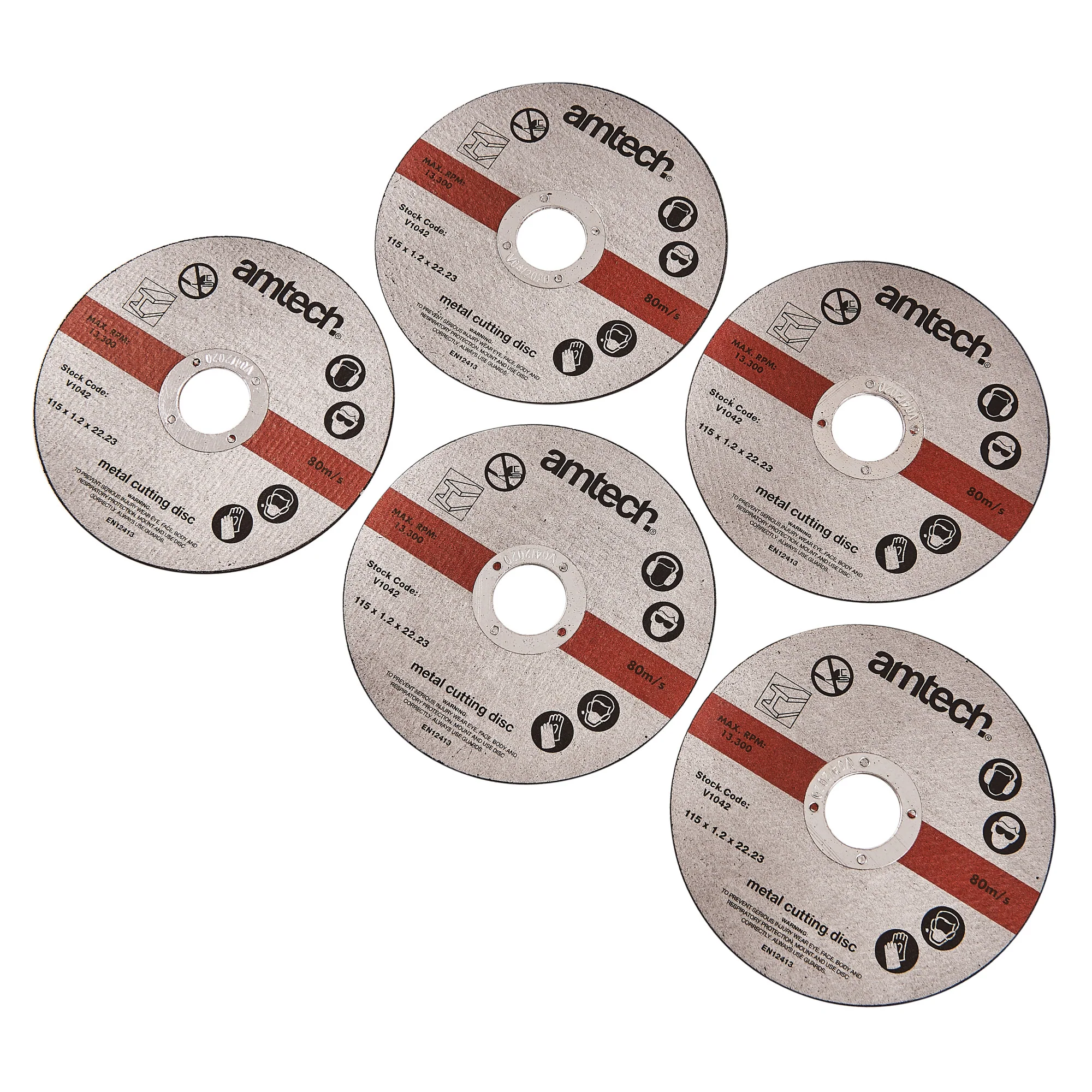 5 Piece 115mm (4.5″) Type 41 Metal Cutting Disc Set