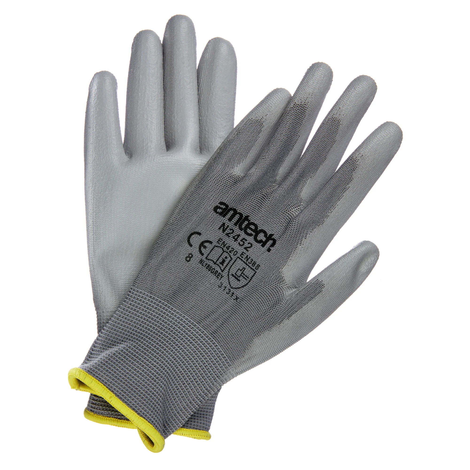Medium (Size 8) Light Duty Polyurethane-Coated Work Gloves – White