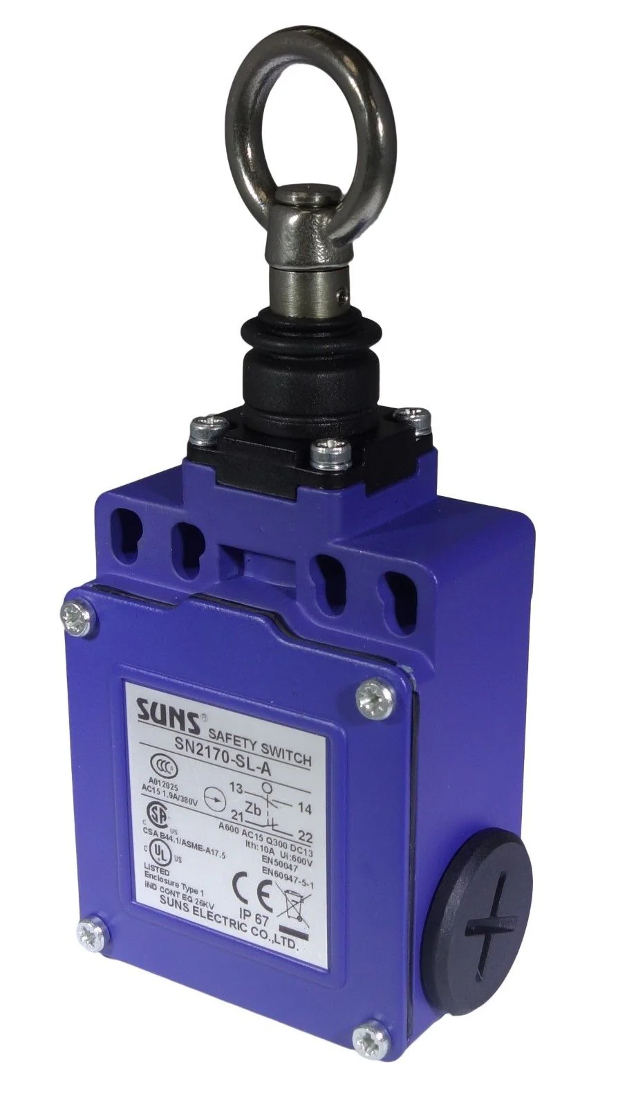 SUNS SN2170-SL-A Cable Pull Safety Switch Slow Action 1NO 1NC Three Conduit