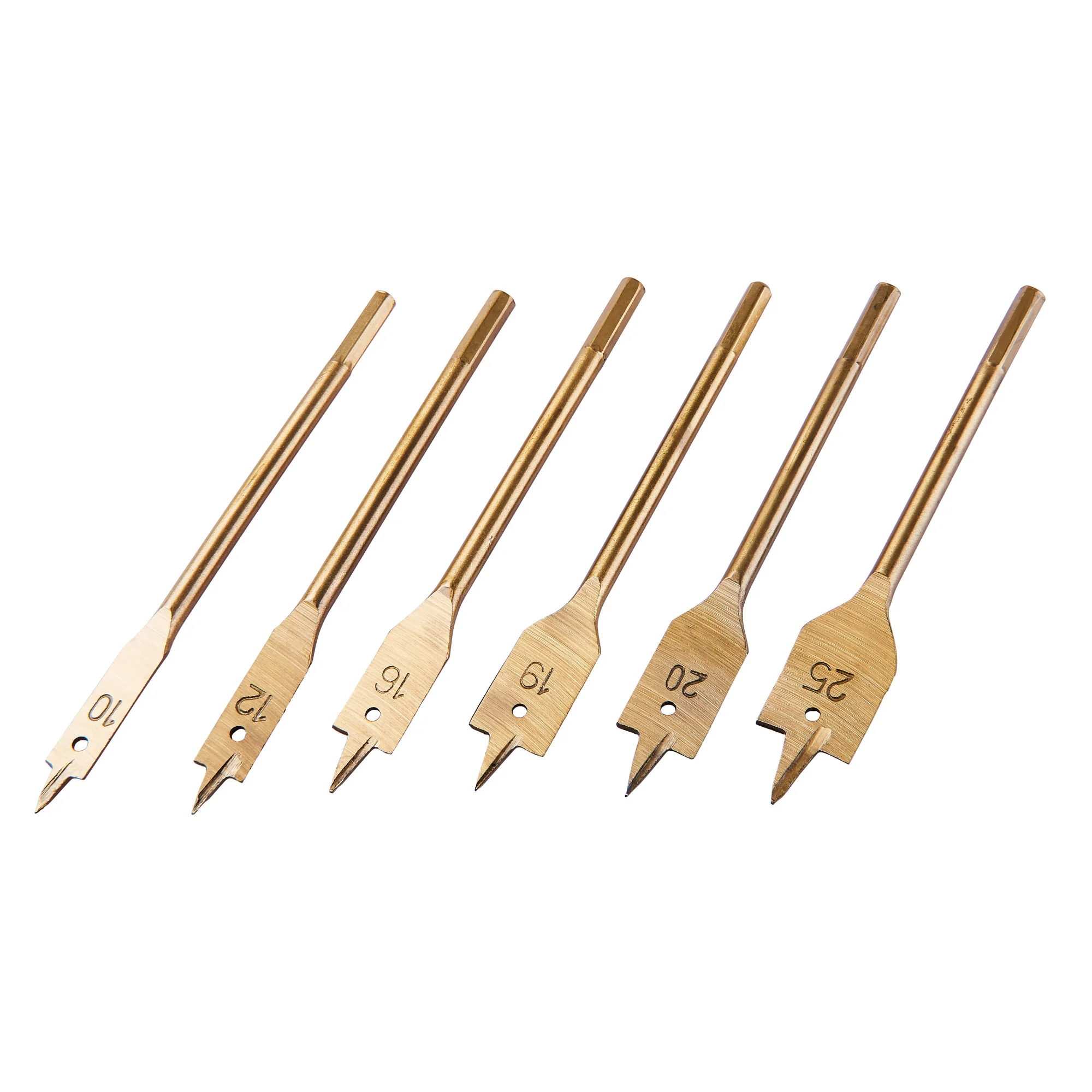 6 Piece Titanium Flat Wood Bit Set