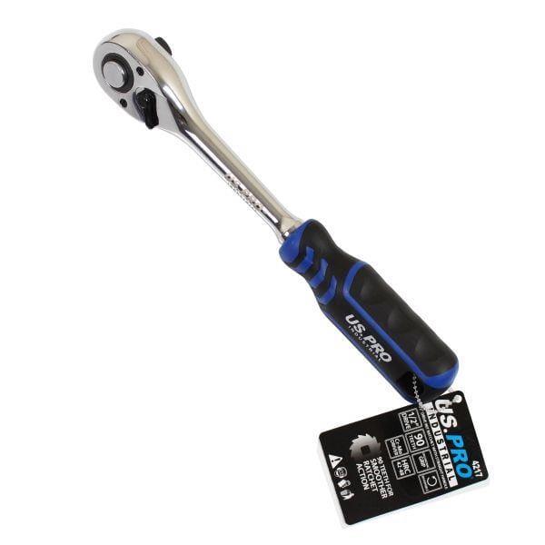 US PRO INDUSTRIAL 1/2″ DR 90T Ratchet With Straight Handle With Grip 4217