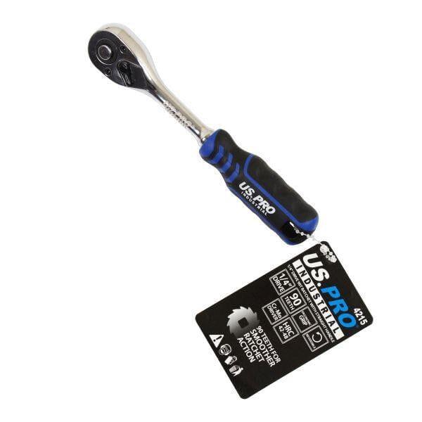 US PRO INDUSTRIAL 1/4″ dr 90T Ratchet With Straight Handle With Grip 4215