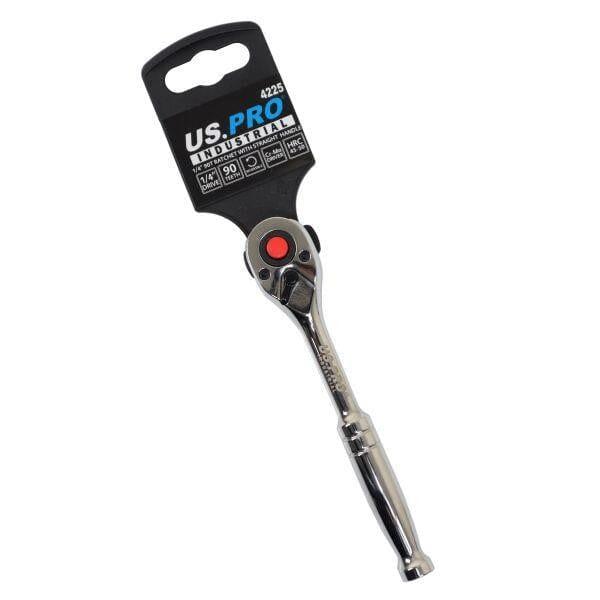 US PRO INDUSTRIAL 1/4″ Drive 90T Ratchet With Straight Metal Handle 4225