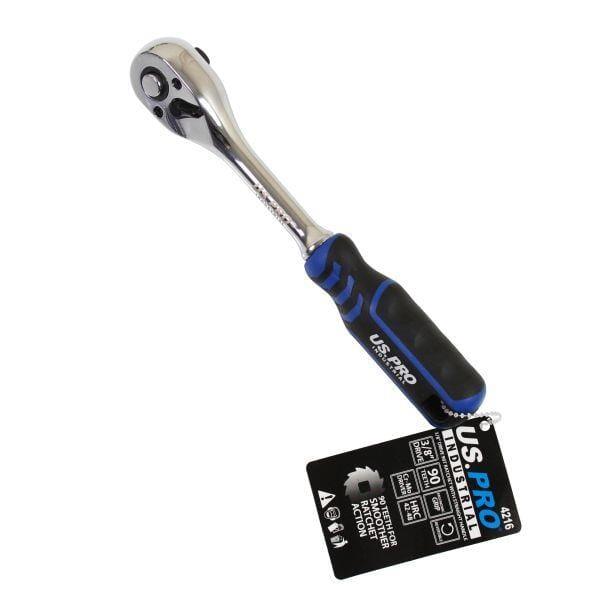 US PRO INDUSTRIAL 3/8″ DR 90T Ratchet With Straight Handle With Grip 4216