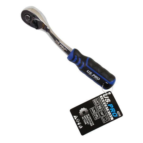 US PRO INDUSTRIAL 3/8″ dr 90T Ratchet With Straight Handle With Grip 4219