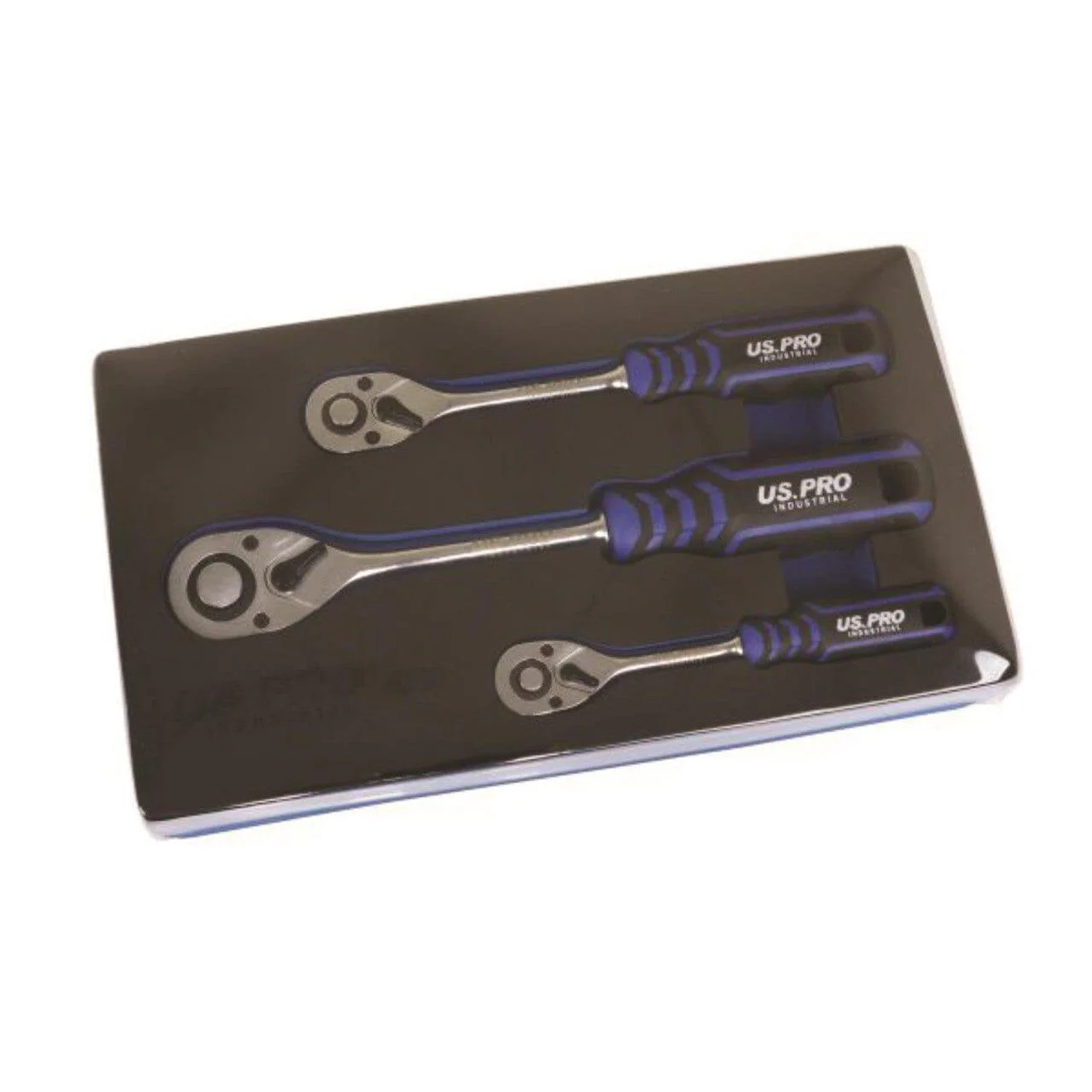 US PRO INDUSTRIAL Ratchet Handle Set 90T 1/4″ 3/8″ 1/2″ Drive Soft Grip Socket Wrenches 4230