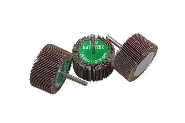 VEWERK 60mm Flap Wheel 120 Grit Pack Of 10 6mm Shank 2142