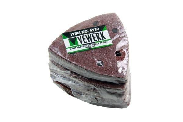 VEWERK 90MM SANDING TRIANGLE 40 GRIT 50 PACK B8139