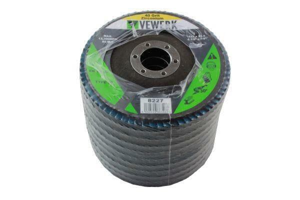 VEWERK Flap Discs 40 Grit Zirconium 115 X 22.2 Pack Of 10 8227