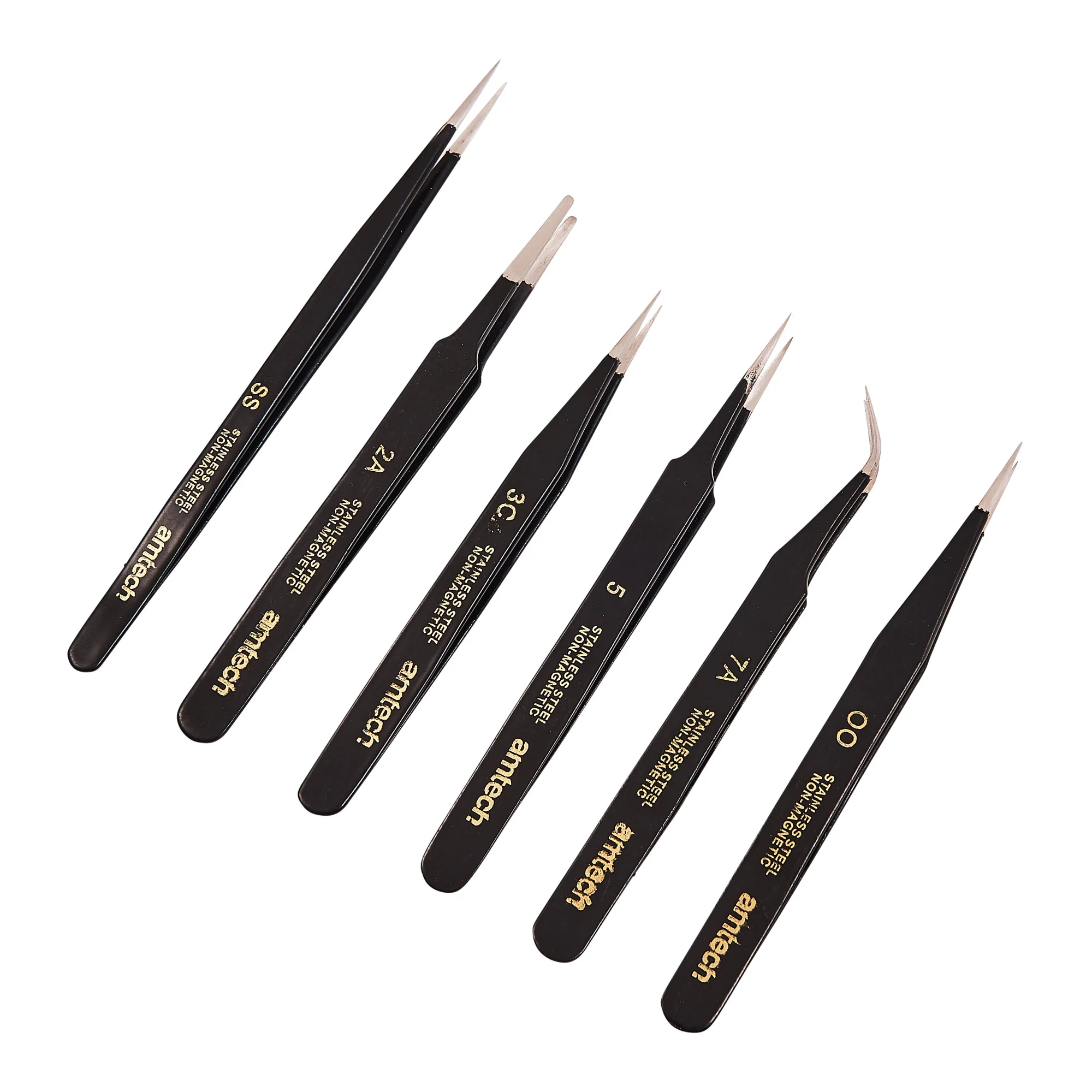 6 Piece Coated Tweezer Set
