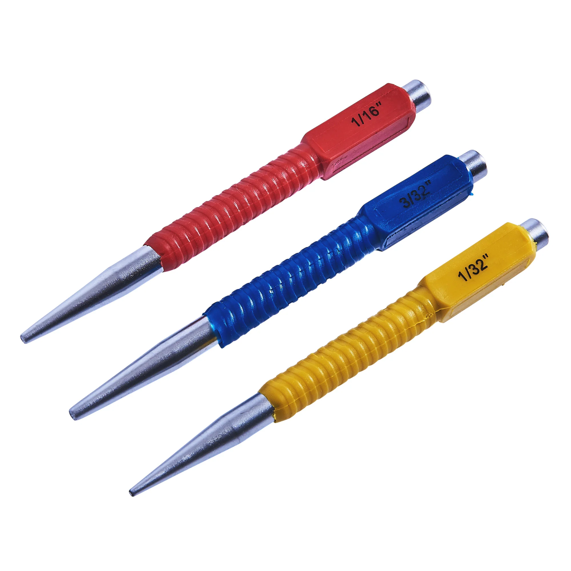 3 Piece Colour Coded Nail Punch Set