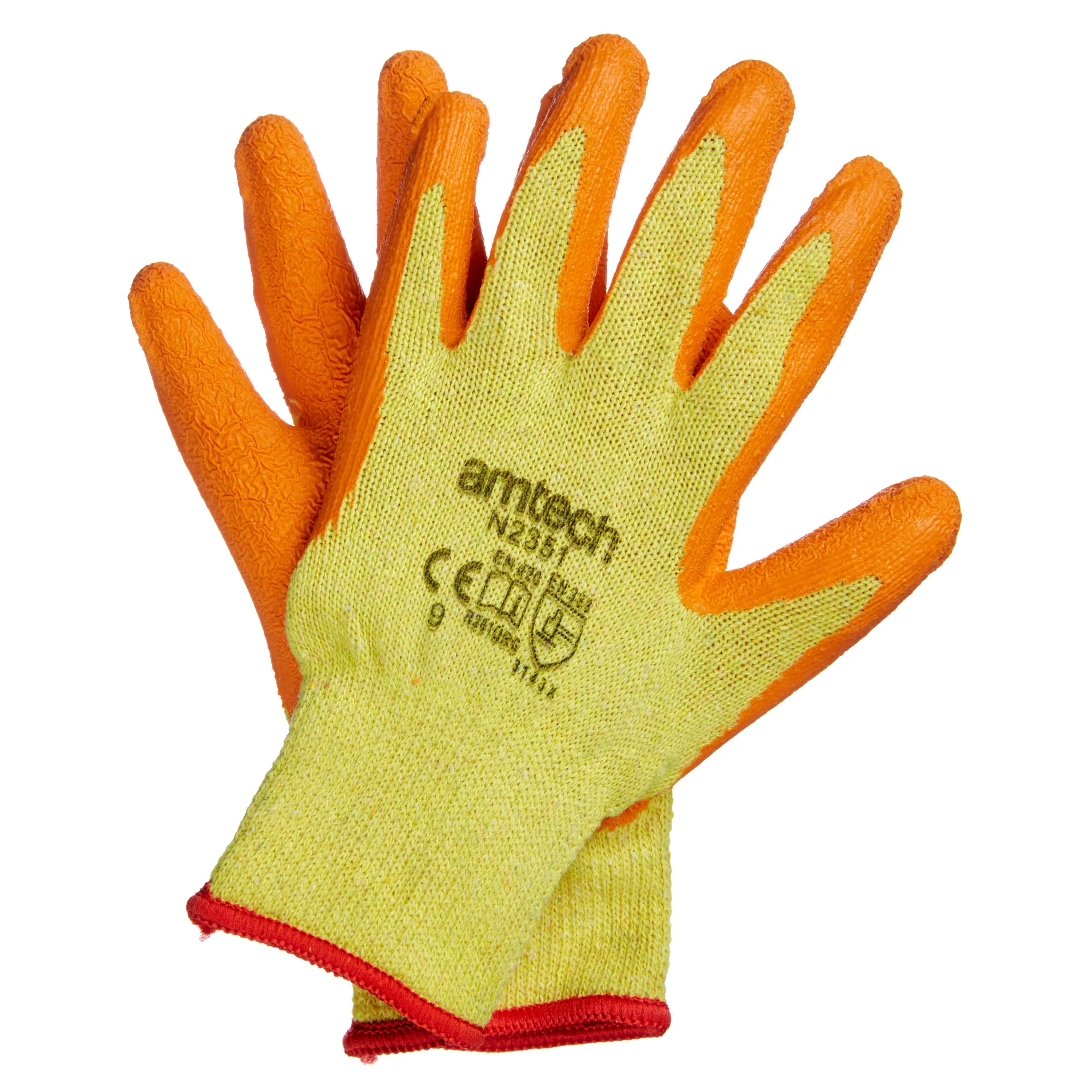 Large (Size 9) Rubber Palm Coated Gloves